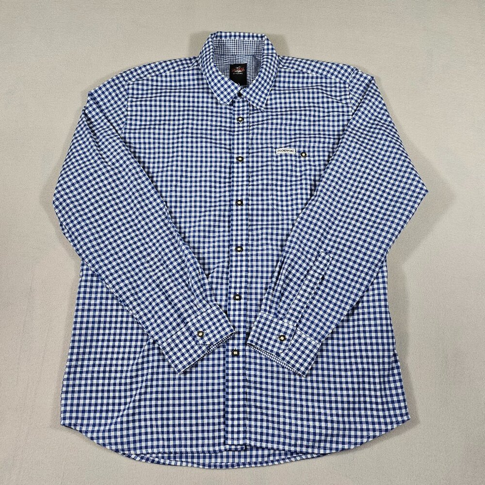 Stockerpoint Shirt Mens XXL Blue Original LEBENSFREUDE Roll Tab Sleeve Gingham